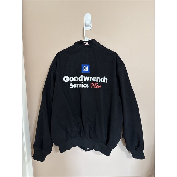 NASCAR Jacket Dale Earnhardt Sr 3 Goodwrench Coat Mens XL Snaps Black 1990’s - Picture 2 of 14